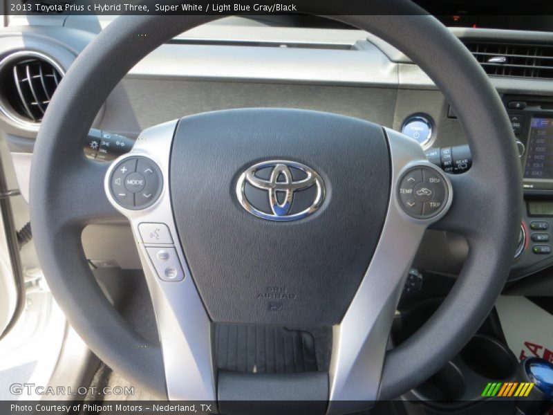 Super White / Light Blue Gray/Black 2013 Toyota Prius c Hybrid Three