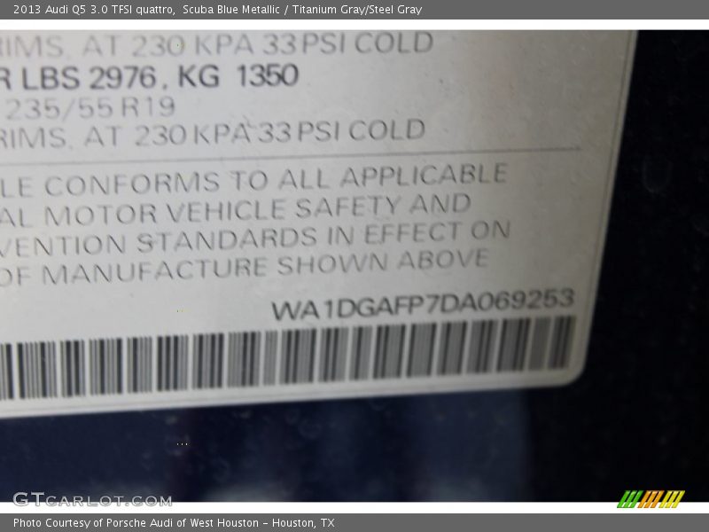 Scuba Blue Metallic / Titanium Gray/Steel Gray 2013 Audi Q5 3.0 TFSI quattro