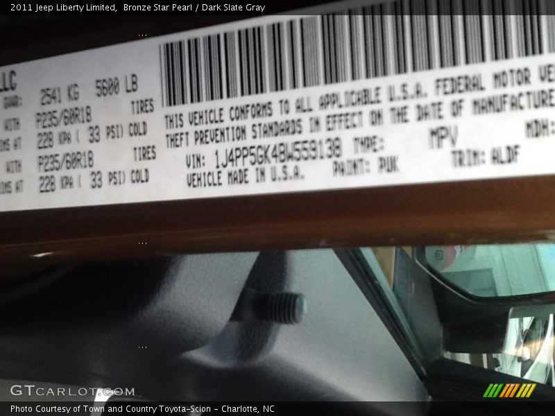 Bronze Star Pearl / Dark Slate Gray 2011 Jeep Liberty Limited