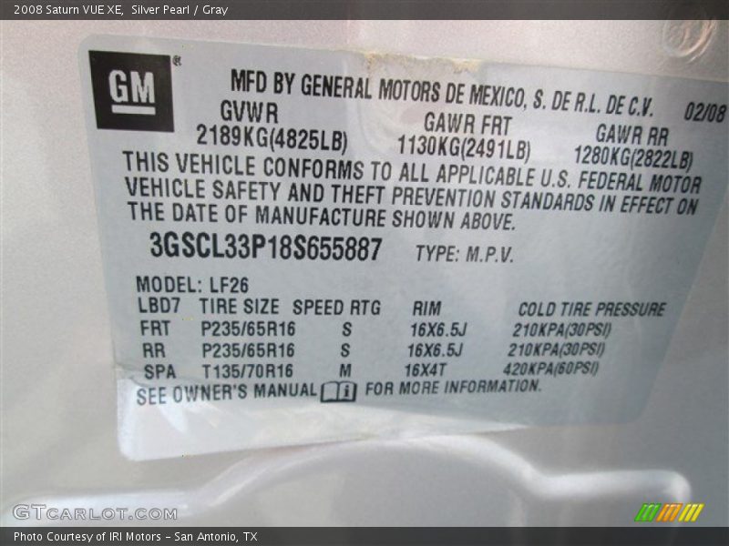 Silver Pearl / Gray 2008 Saturn VUE XE