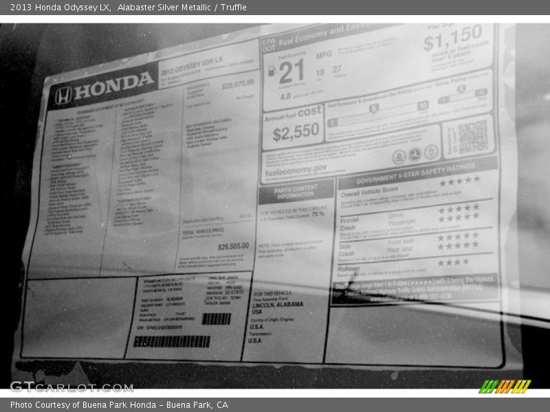 Alabaster Silver Metallic / Truffle 2013 Honda Odyssey LX