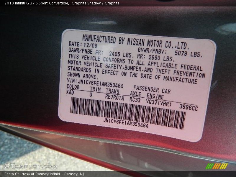 Graphite Shadow / Graphite 2010 Infiniti G 37 S Sport Convertible