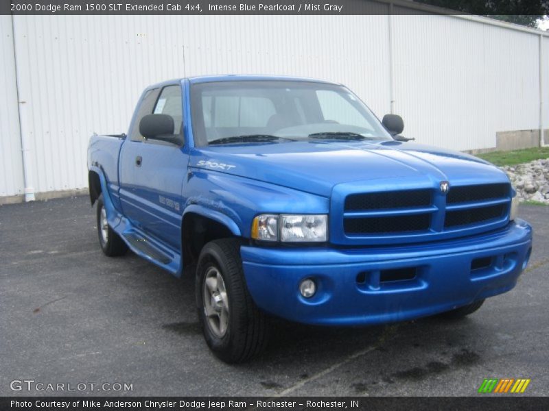 Intense Blue Pearlcoat / Mist Gray 2000 Dodge Ram 1500 SLT Extended Cab 4x4