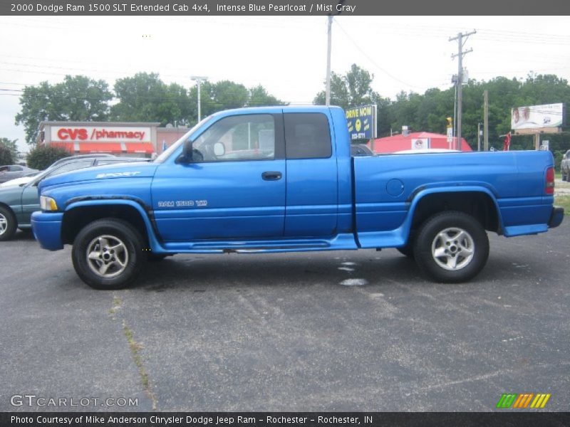 Intense Blue Pearlcoat / Mist Gray 2000 Dodge Ram 1500 SLT Extended Cab 4x4