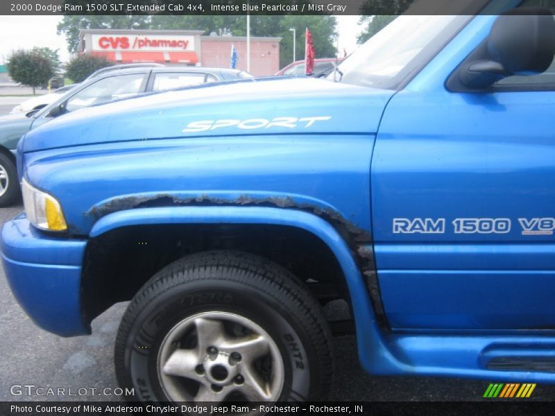 Intense Blue Pearlcoat / Mist Gray 2000 Dodge Ram 1500 SLT Extended Cab 4x4
