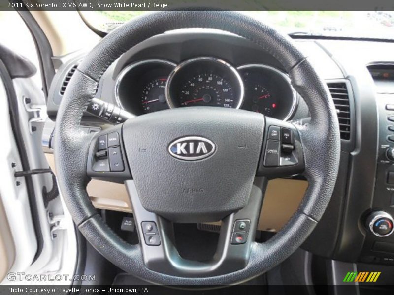 Snow White Pearl / Beige 2011 Kia Sorento EX V6 AWD