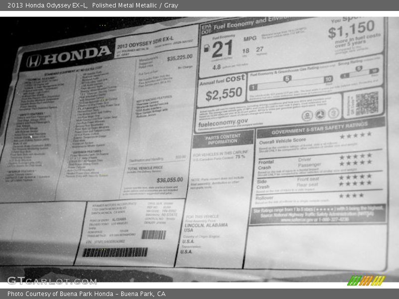 Polished Metal Metallic / Gray 2013 Honda Odyssey EX-L