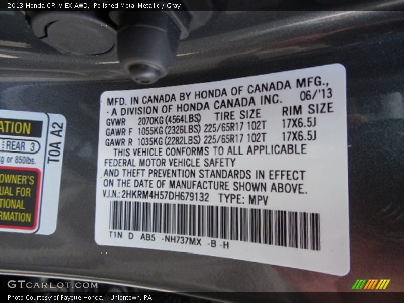 Polished Metal Metallic / Gray 2013 Honda CR-V EX AWD