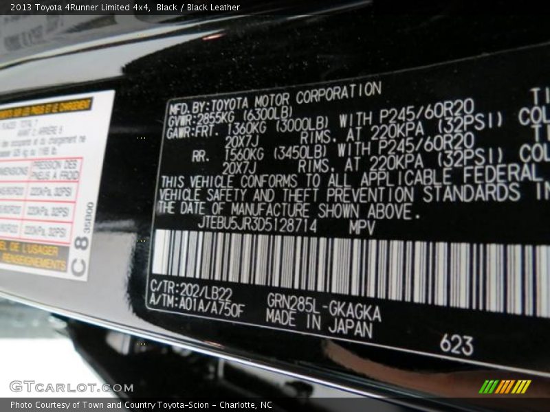 Black / Black Leather 2013 Toyota 4Runner Limited 4x4