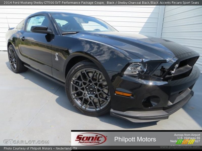 Black / Shelby Charcoal Black/Black Accents Recaro Sport Seats 2014 Ford Mustang Shelby GT500 SVT Performance Package Coupe