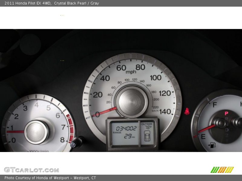 Crystal Black Pearl / Gray 2011 Honda Pilot EX 4WD