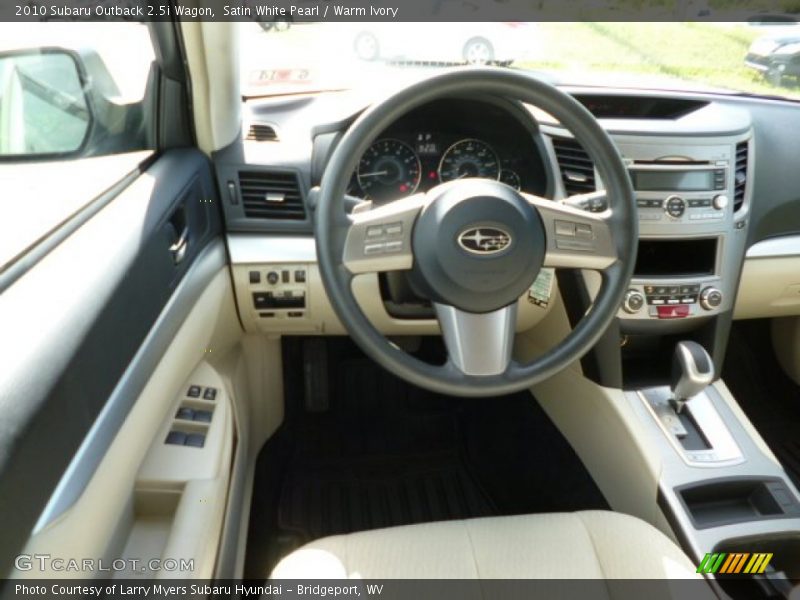Satin White Pearl / Warm Ivory 2010 Subaru Outback 2.5i Wagon