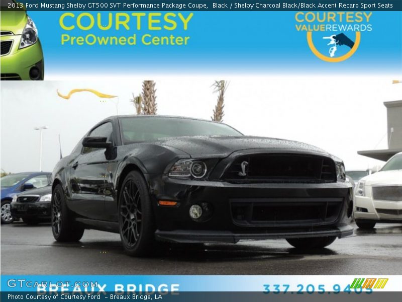 Black / Shelby Charcoal Black/Black Accent Recaro Sport Seats 2013 Ford Mustang Shelby GT500 SVT Performance Package Coupe