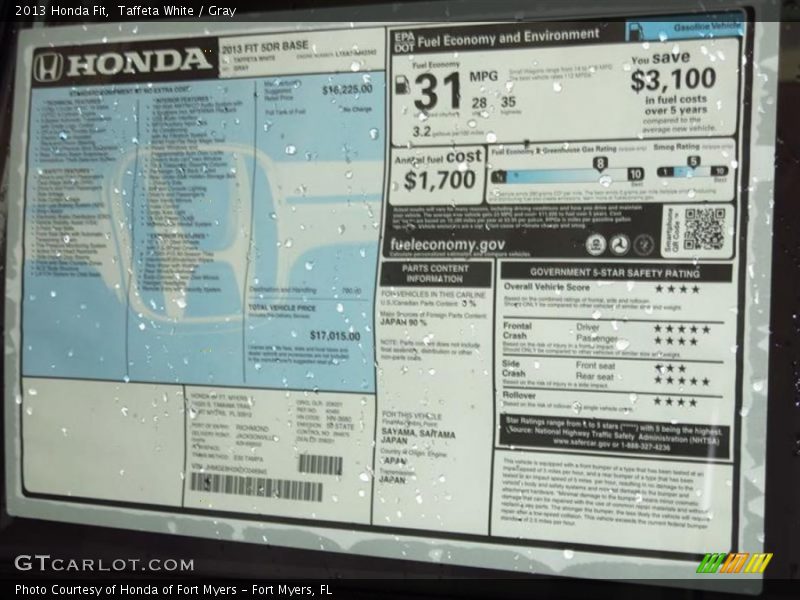 Taffeta White / Gray 2013 Honda Fit