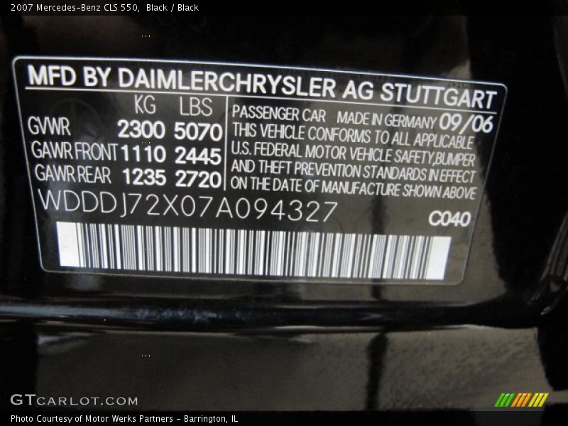 Black / Black 2007 Mercedes-Benz CLS 550