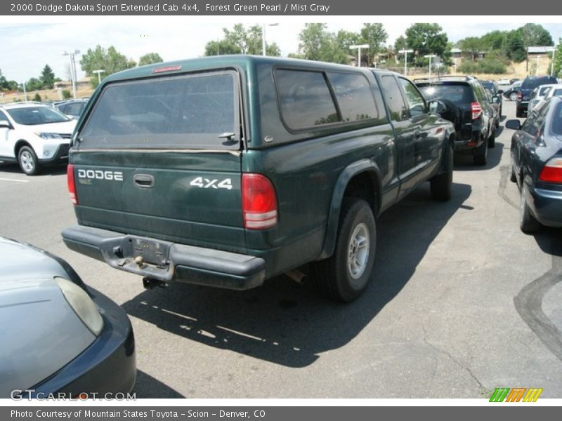 Forest Green Pearl / Mist Gray 2000 Dodge Dakota Sport Extended Cab 4x4