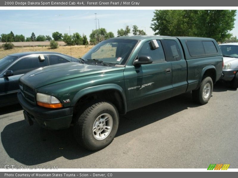 Forest Green Pearl / Mist Gray 2000 Dodge Dakota Sport Extended Cab 4x4