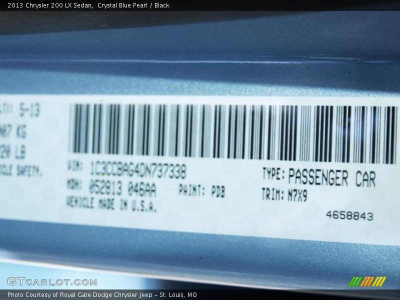 Crystal Blue Pearl / Black 2013 Chrysler 200 LX Sedan