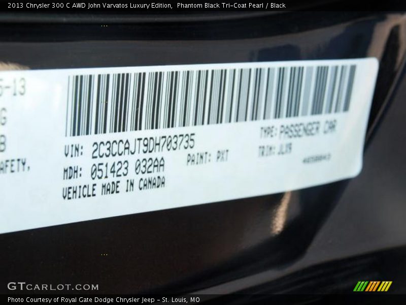 Phantom Black Tri-Coat Pearl / Black 2013 Chrysler 300 C AWD John Varvatos Luxury Edition