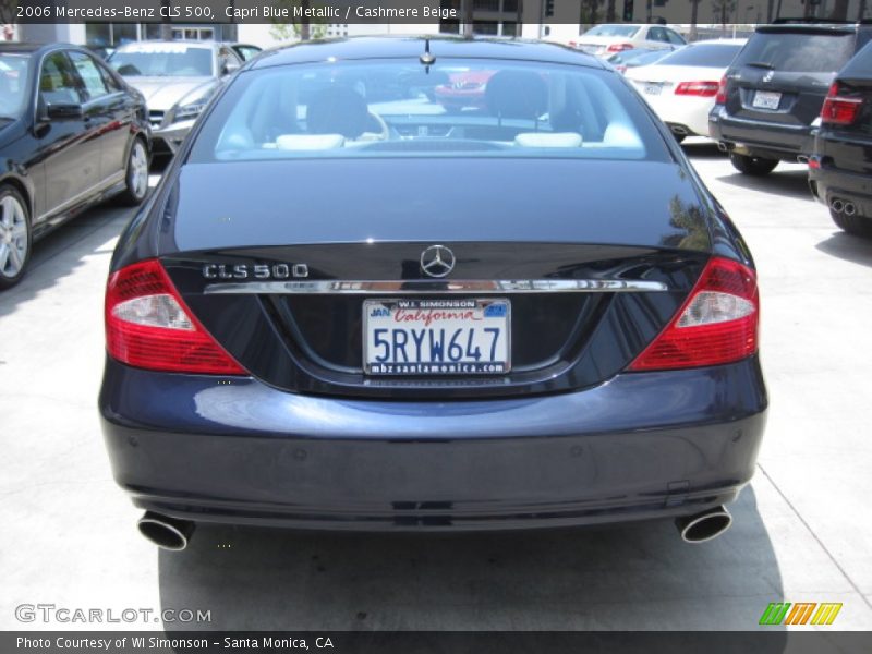 Capri Blue Metallic / Cashmere Beige 2006 Mercedes-Benz CLS 500