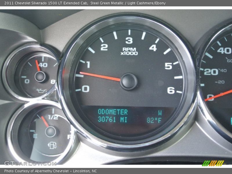 Steel Green Metallic / Light Cashmere/Ebony 2011 Chevrolet Silverado 1500 LT Extended Cab