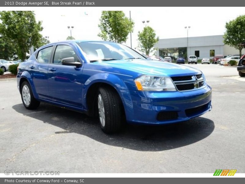 Blue Streak Pearl / Black 2013 Dodge Avenger SE