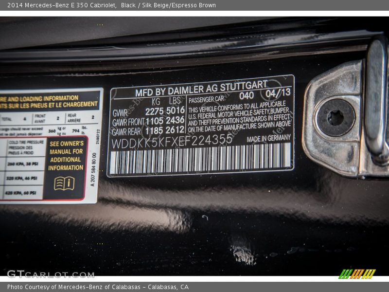 Black / Silk Beige/Espresso Brown 2014 Mercedes-Benz E 350 Cabriolet