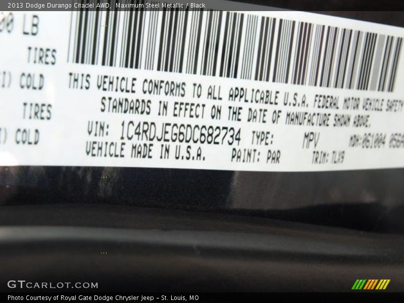 Maximum Steel Metallic / Black 2013 Dodge Durango Citadel AWD