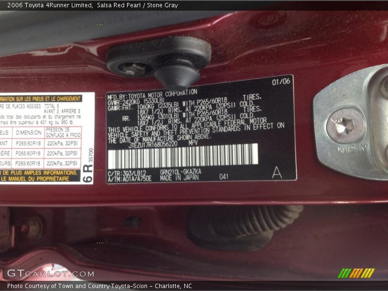 Salsa Red Pearl / Stone Gray 2006 Toyota 4Runner Limited