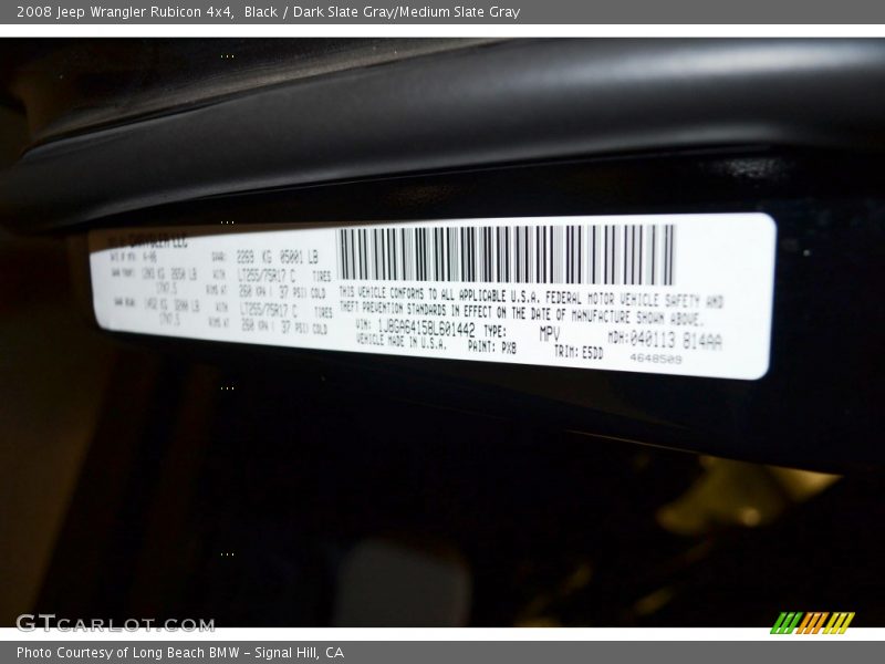 Black / Dark Slate Gray/Medium Slate Gray 2008 Jeep Wrangler Rubicon 4x4