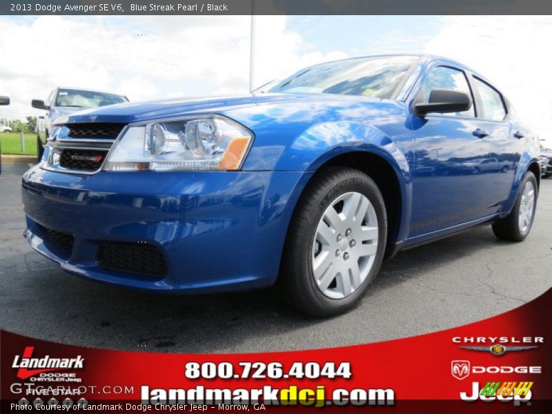 Blue Streak Pearl / Black 2013 Dodge Avenger SE V6