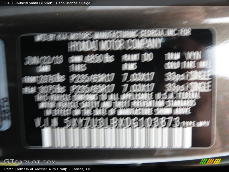 Cabo Bronze / Beige 2013 Hyundai Santa Fe Sport