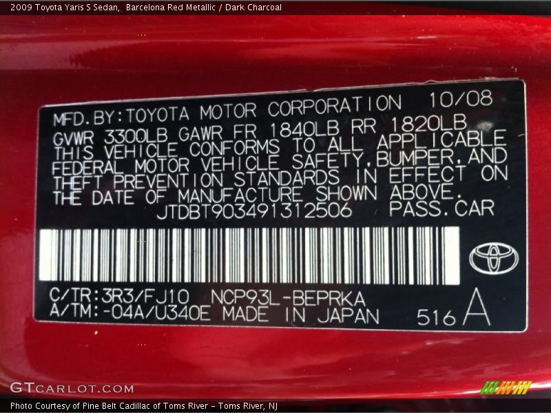 Barcelona Red Metallic / Dark Charcoal 2009 Toyota Yaris S Sedan