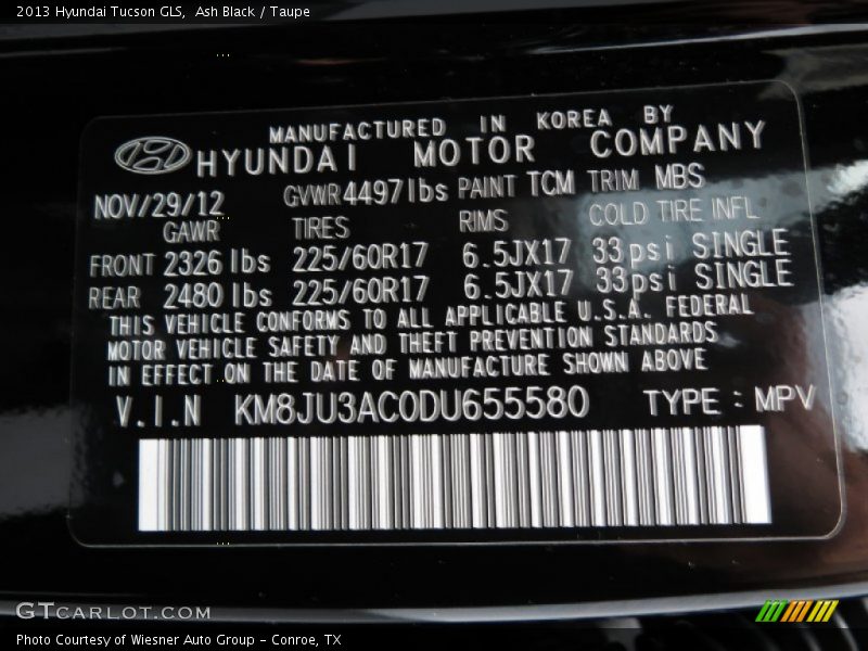 Ash Black / Taupe 2013 Hyundai Tucson GLS