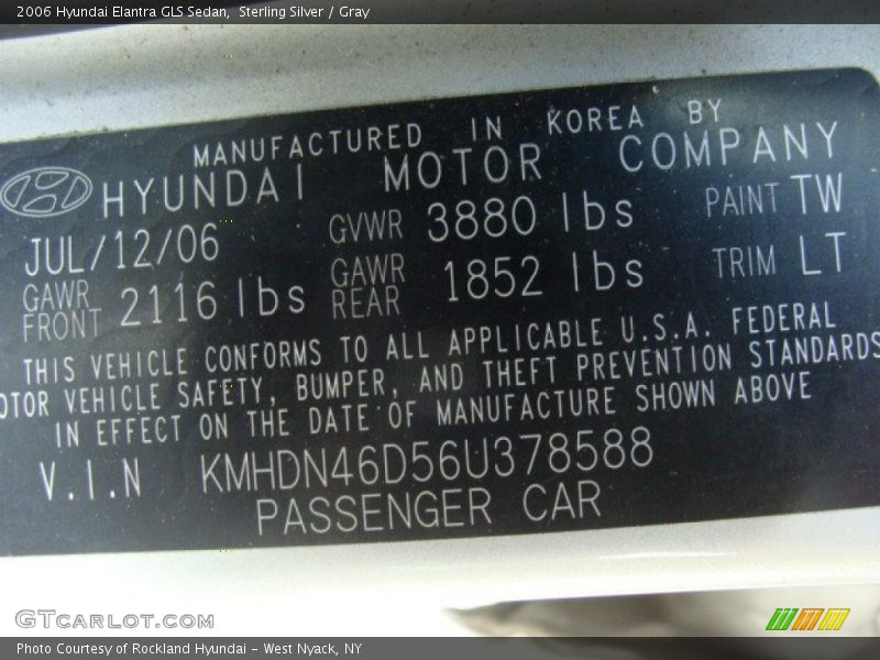 Sterling Silver / Gray 2006 Hyundai Elantra GLS Sedan