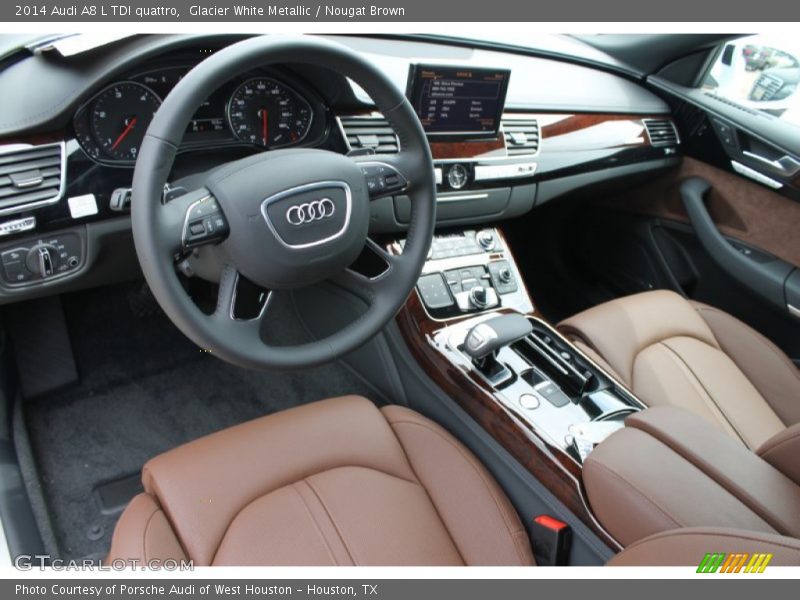 Glacier White Metallic / Nougat Brown 2014 Audi A8 L TDI quattro