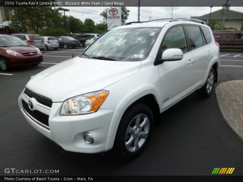 Blizzard White Pearl / Sand Beige 2009 Toyota RAV4 Limited 4WD