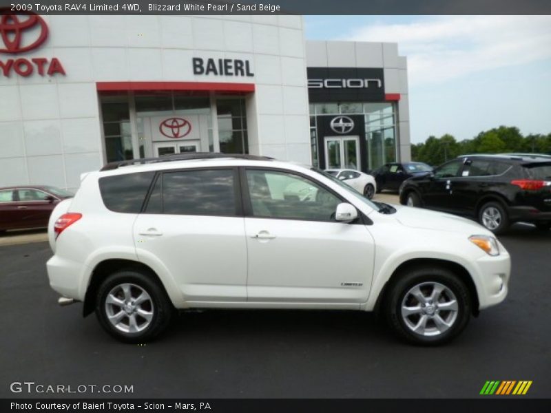 Blizzard White Pearl / Sand Beige 2009 Toyota RAV4 Limited 4WD