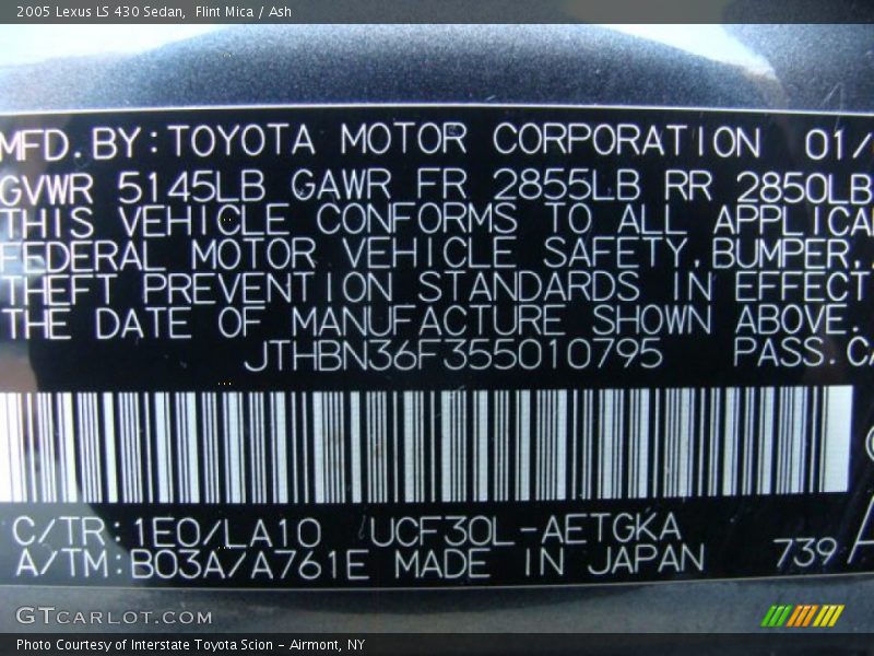 Flint Mica / Ash 2005 Lexus LS 430 Sedan