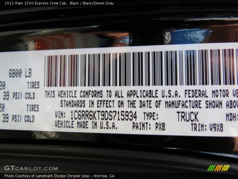 Black / Black/Diesel Gray 2013 Ram 1500 Express Crew Cab