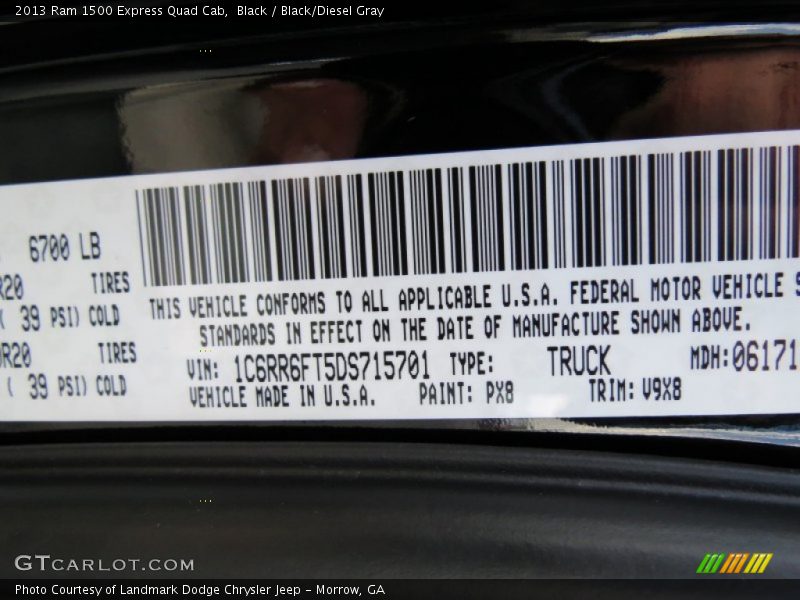 Black / Black/Diesel Gray 2013 Ram 1500 Express Quad Cab