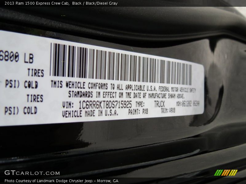 Black / Black/Diesel Gray 2013 Ram 1500 Express Crew Cab