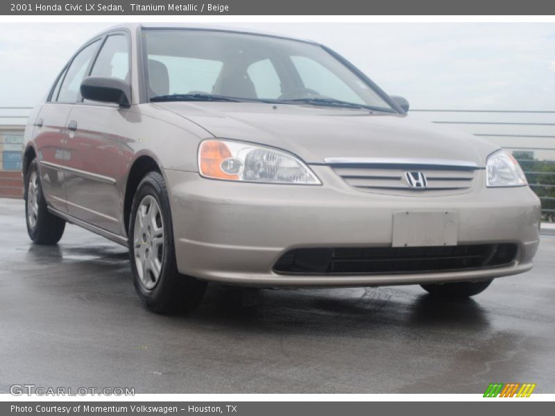 Titanium Metallic / Beige 2001 Honda Civic LX Sedan