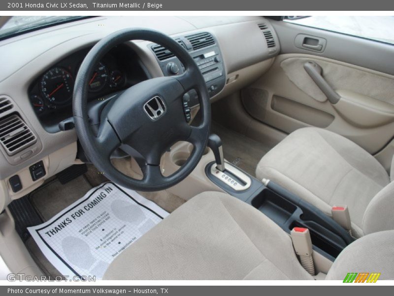 Titanium Metallic / Beige 2001 Honda Civic LX Sedan