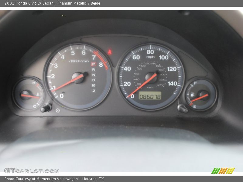 Titanium Metallic / Beige 2001 Honda Civic LX Sedan