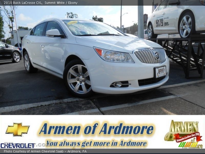 Summit White / Ebony 2010 Buick LaCrosse CXL