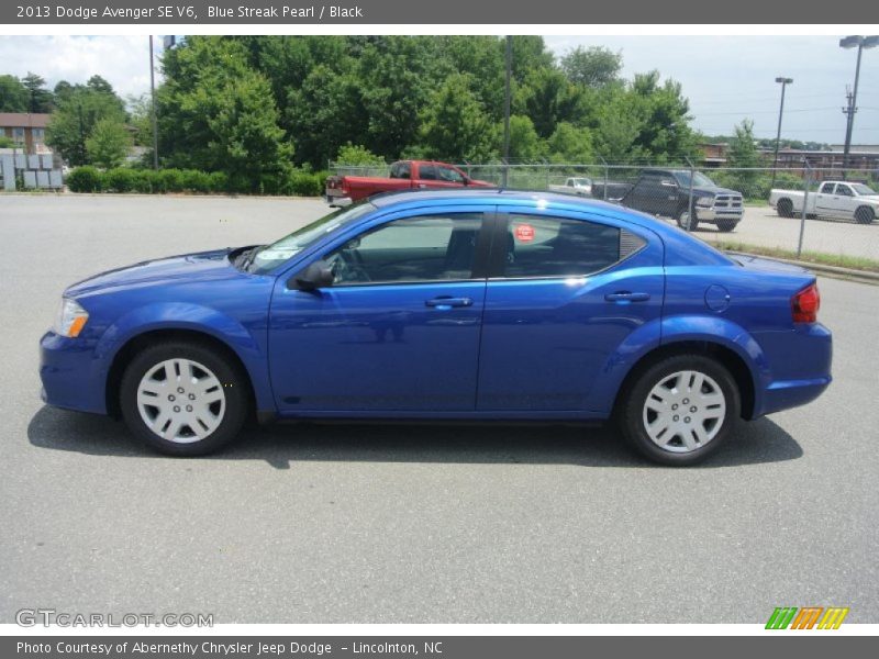 Blue Streak Pearl / Black 2013 Dodge Avenger SE V6
