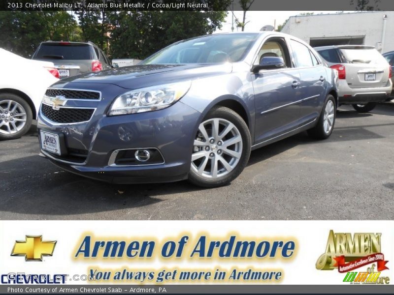 Atlantis Blue Metallic / Cocoa/Light Neutral 2013 Chevrolet Malibu LT