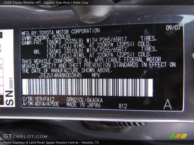 Galactic Gray Mica / Stone Gray 2008 Toyota 4Runner SR5