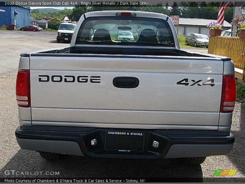 Bright Silver Metallic / Dark Slate Gray 2002 Dodge Dakota Sport Club Cab 4x4